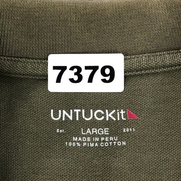 UNTUCKit Mens Polo Shirt Large Hunter Green Long Sleeve Pima Cotton Collared - Picture 10 of 11